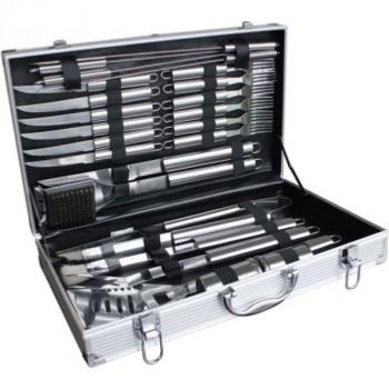Large 24 Piece Stainless Steel BBQ Tools. Set in an Aluminium Case.