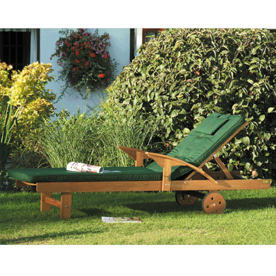 Lifestyle Acacia hardwood Sunlounger with Cushion.